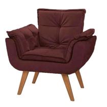 Poltrona Decorativa Opala Stella Luxo para Sala Suede Marsala - Bela Móveis