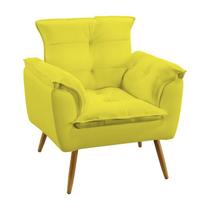 Poltrona Decorativa Opala Sued Amarelo Aradecor