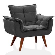 Poltrona Decorativa Opala Sued Cinza Chumbo - Kimi Design Poltrona Decorativa Opala Sued Cinza Chumbo - Kimi Design
