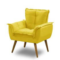 Poltrona Decorativa Opala Suede Amarelo Madelina Decor