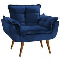 Poltrona Decorativa Opala Suede Azul Marinho Twdecora