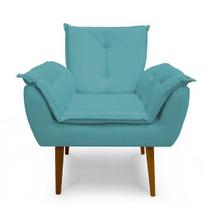 Poltrona Decorativa Opala Suede Azul Turquesa - Casa & Estofados