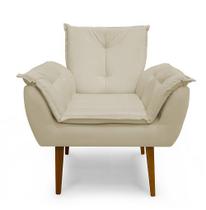 Poltrona Decorativa Opala Suede Bege - Casa & Estofados Poltrona Decorativa Opala Suede Bege - Casa & Estofados