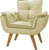 Poltrona Decorativa Opala Suede Composê Estampado Floral e Bege - Dora Bela