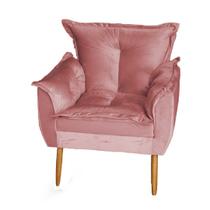 Poltrona Decorativa Opala Suede Deluxe Rosa - Sete Estrela