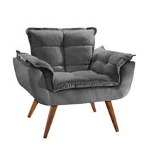 Poltrona Decorativa Opala Suede Grafite - Twdecora Poltrona Decorativa Opala Suede Grafite - Twdecora