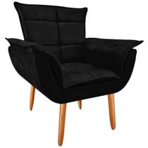 Poltrona Decorativa Opala Suede Preto Luxo para camarim
