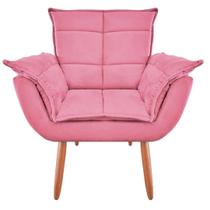 Poltrona Decorativa Opala Suede Rosa Luxo