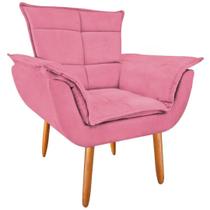 Poltrona Decorativa Opala Suede Rosa Luxo para camarim
