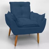 Poltrona Decorativa Opala Suede Veludo Azul Marinho Poltrona Decorativa Opala Suede Veludo Azul Marinho