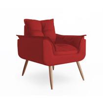 Poltrona Decorativa Opala Suede Vermelho - CabrunShop