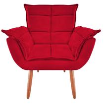 Poltrona Decorativa Opala Suede Vermelho Luxo recepção