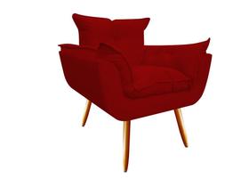 Poltrona Decorativa Opala Suede Vermelho Pés Madeira Mz Decor Poltrona Decorativa Opala Suede Vermelho Pés Madeira Mz Decor
