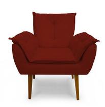 Poltrona Decorativa Opala Suede Vinho - Casa & Estofados Poltrona Decorativa Opala Suede Vinho - Casa & Estofados