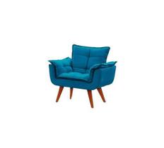 Poltrona Decorativa Opalla Escritório Consultório Sued Azul Turquesa - Kimi Design