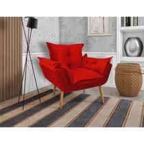 Poltrona Decorativa Opalla Paloma Suede Vermelho