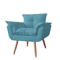 Poltrona decorativa Opalla Pés Palito Azul turquesa - DS Estofados