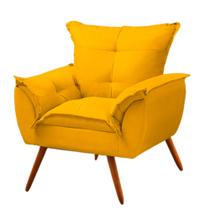 Poltrona Decorativa Opalla Plus Pés Palito Suede Amarelo Sete Estrela