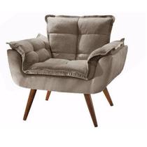 Poltrona Decorativa Opalla Quarto Sued Marrom Claro - Kimi Design