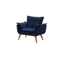 Poltrona Decorativa Opalla Salão Suede Azul Marinho - Kimi Design