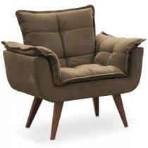 Poltrona Decorativa Opalla Suede Marrom - DS Móveis