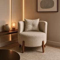 Poltrona Decorativa Orgânica Curva Luna Boucle Off White - Montanaris Decor