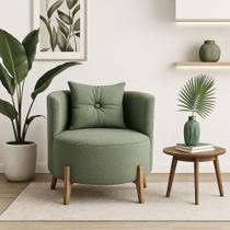 Poltrona Decorativa Orgânica Curva Luna Boucle Verde Oliva - Montanaris Decor