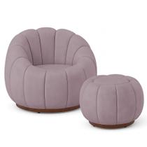 Poltrona Decorativa Orgânica Fixa com Puff Nuvem Boucle - Loja Sheep