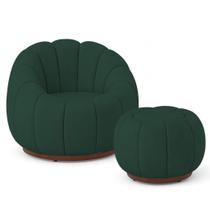 Poltrona Decorativa Orgânica Fixa com Puff Nuvem Veludo - Loja Sheep