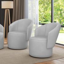 Poltrona Decorativa Orgânica Fixa Para Sala Kit 2 Malu Sintético M11 - D'rossi Cinza Poltrona Decorativa Orgânica Fixa Para Sala Kit 2 Malu Sintético M11 - D'rossi Cinza