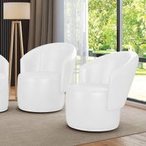 Poltrona Decorativa Orgânica Fixa Para Sala Kit 2 Malu Sintético Pu M11 - D'rossi Branco Poltrona Decorativa Orgânica Fixa Para Sala Kit 2 Malu Sintético Pu M11 - D'rossi Branco