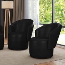 Poltrona Decorativa Orgânica Fixa para Sala Kit 2 Malu Sintético PU M11 - D'Rossi