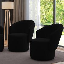 Poltrona Decorativa Orgânica Fixa Para Sala Kit 2 Malu Veludo M11 - D'rossi Preto Poltrona Decorativa Orgânica Fixa Para Sala Kit 2 Malu Veludo M11 - D'rossi Preto