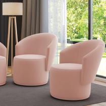 Poltrona Decorativa Orgânica Fixa Para Sala Kit 2 Malu Veludo Rosê M11 - D'rossi Poltrona Decorativa Orgânica Fixa Para Sala Kit 2 Malu Veludo Rosê M11 - D'rossi
