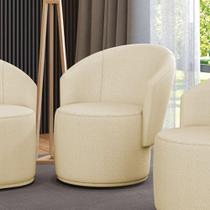 Poltrona Decorativa Orgânica Fixa Para Sala Malu Bouclê M11 - D'rossi Bege