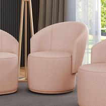 Poltrona Decorativa Orgânica Fixa Para Sala Malu Bouclê Rosê M11 - D'rossi