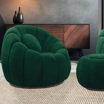Poltrona Decorativa Orgânica Giratória Cloud Bouclê Verde E03 - D'Rossi