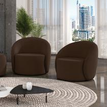 Poltrona Decorativa Orgânica Giratória Kit 2 Lua Suede Marrom D03 - D'Rossi Poltrona Decorativa Orgânica Giratória Kit 2 Lua Suede Marrom D03 - D'Rossi