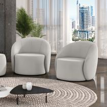 Poltrona Decorativa Orgânica Giratória Kit 2 Lua Veludo Cinza D03 - D'Rossi Poltrona Decorativa Orgânica Giratória Kit 2 Lua Veludo Cinza D03 - D'Rossi