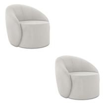 Poltrona Decorativa Orgânica Giratória Kit 2 Lua Veludo Cinza D03 - D'rossi Poltrona Decorativa Orgânica Giratória Kit 2 Lua Veludo Cinza D03 - D'rossi