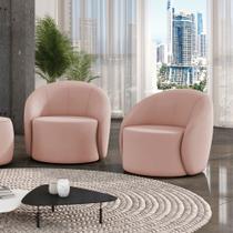 Poltrona Decorativa Orgânica Giratória Kit 2 Lua Veludo D03 - D'Rossi