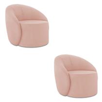 Poltrona Decorativa Orgânica Giratória Kit 2 Lua Veludo Rosê D03 - D'rossi Poltrona Decorativa Orgânica Giratória Kit 2 Lua Veludo Rosê D03 - D'rossi
