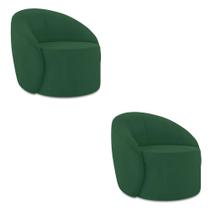 Poltrona Decorativa Orgânica Giratória Kit 2 Lua Veludo Verde D03 - D'rossi Poltrona Decorativa Orgânica Giratória Kit 2 Lua Veludo Verde D03 - D'rossi
