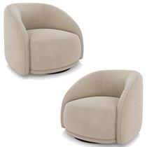 Poltrona Decorativa Orgânica Giratória Kit 2 Lya M22 Suede Bege - Mpozenato