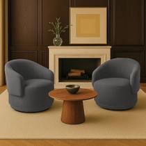 Poltrona Decorativa Orgânica Giratória Kit 2 Névoa Bouclê E03 - D'Rossi