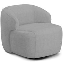 Poltrona Decorativa Orgânica Giratória Living Barolo L06 Linho Cinza Escuro