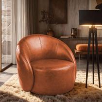 Poltrona Decorativa Orgânica Giratória Lua Sintético Pu Nozes D03 - D'rossi