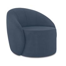 Poltrona Decorativa Orgânica Giratória Lua Suede Azul Marinho D03 - D'Rossi