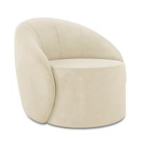 Poltrona Decorativa Orgânica Giratória Lua Suede Bege D03 - D'Rossi