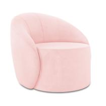 Poltrona Decorativa Orgânica Giratória Lua Suede Rosa Bebê D03 - D'Rossi